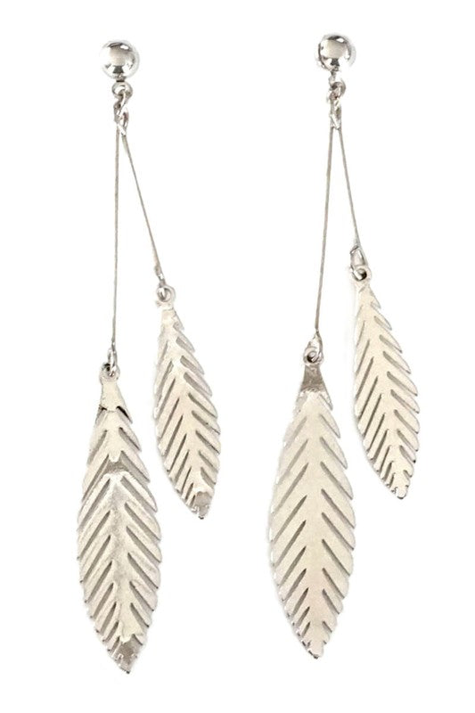 Leaves Dangle Earrings-Silver