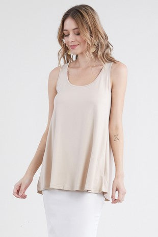 BASIC LOOSE FIT TANK TOP- TAUPE - POSH NOVA