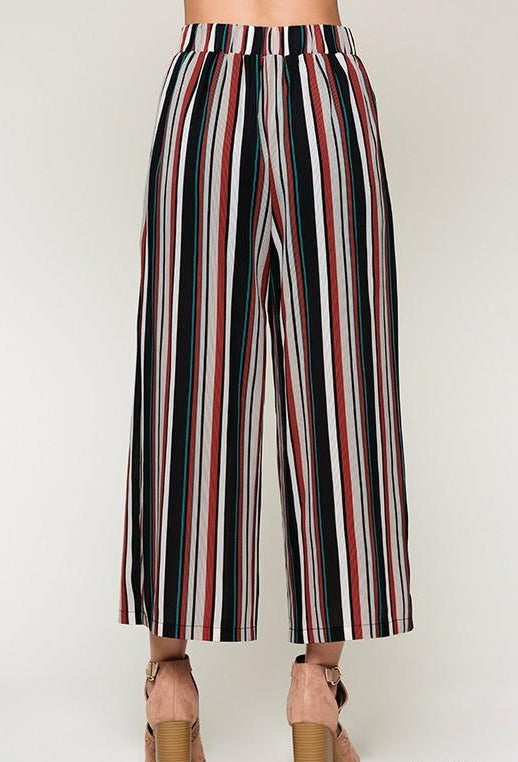 Multi Stripe Culottes Pants - POSH NOVA