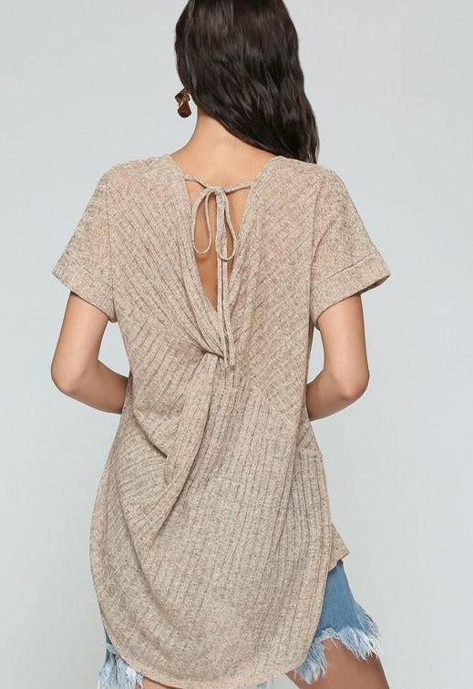 Vanessa Tie-Back Top-Taupe - POSH NOVA