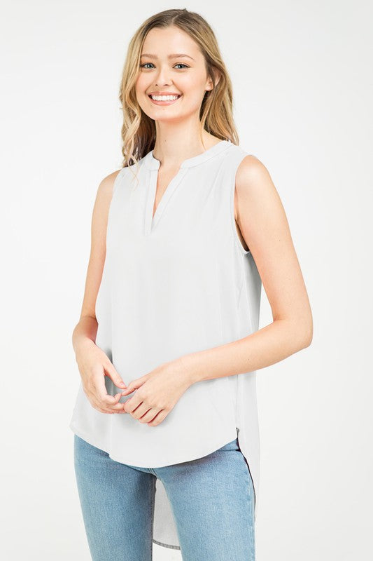 Staple Sleeveless Top-White - POSH NOVA