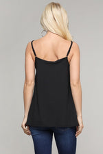 Pleated Cami Adjustable Straps-Black - POSH NOVA