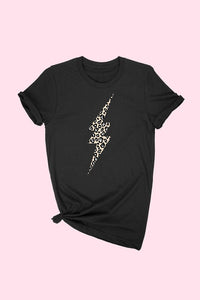 Leopard Lightning Graphic T-Shirt-Black - POSH NOVA