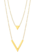 Double Pendant Triangle Necklace- Gold, Silver - POSH NOVA