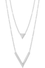 Double Pendant Triangle Necklace- Gold, Silver - POSH NOVA