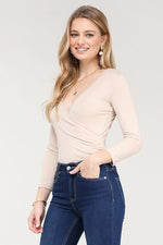 Bodysuit V-Neck -Taupe - POSH NOVA