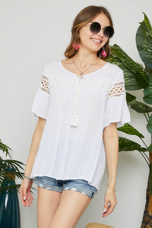 Lace Peasant Top - POSH NOVA