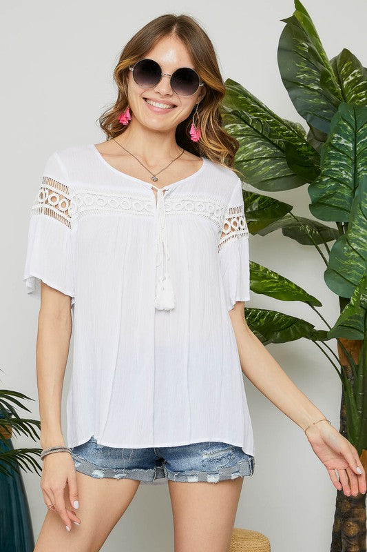 Lace Peasant Top - POSH NOVA