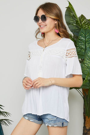 Lace Peasant Top - POSH NOVA