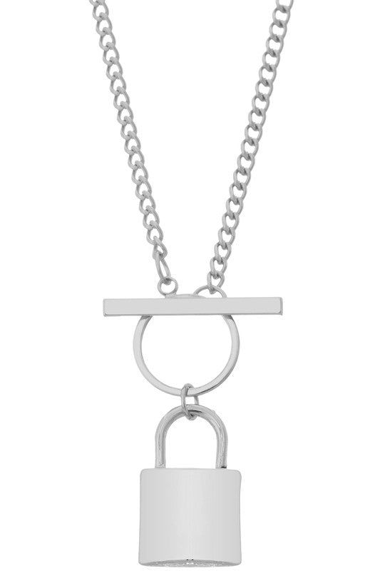Lock Chain Necklace-Gold, Silver - POSH NOVA