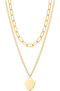 Heart Chain Necklace-Silver, Gold - POSH NOVA