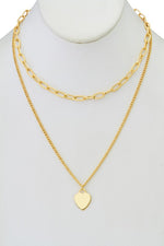 Heart Chain Necklace-Silver, Gold - POSH NOVA