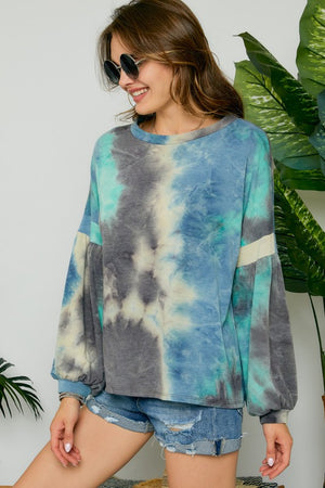 Tamara Teal Tie Dye Top - POSH NOVA