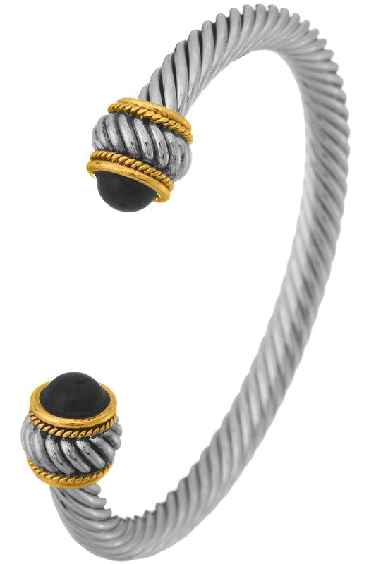 David Dupes - Twisted Pearl Cable Cuff Bracelet- Black - POSH NOVA