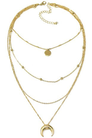 Layered Crescent Coin Necklace
