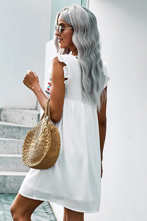 Bohemian Babydoll Dress-White