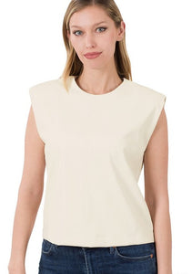 Rock Me Baby Pleather Top- Off White