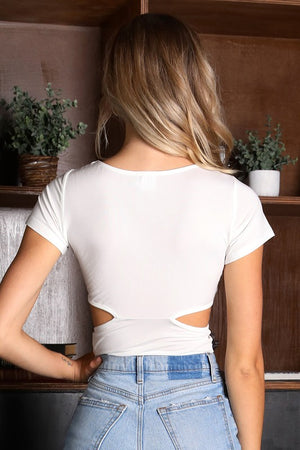 Just Enough-Side Slit Top-White