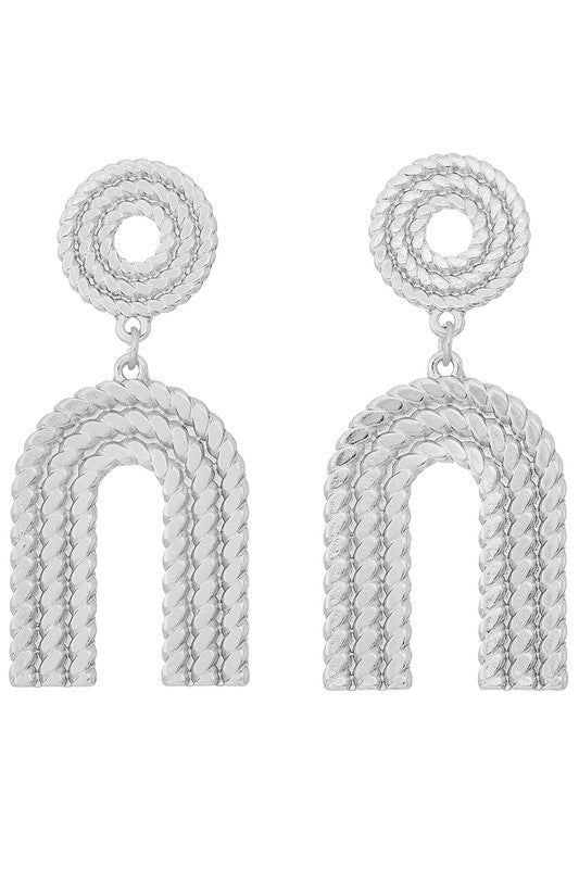Roped Arch Earrings - Silver