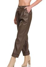 Vegan Leather Pleat Front Pants