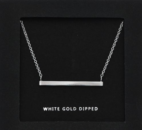 Bar Pendant Necklace- Gold, White Gold - POSH NOVA