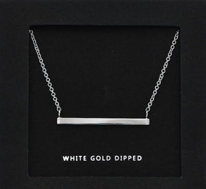 Bar Pendant Necklace- Gold, White Gold - POSH NOVA