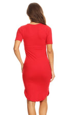 Midi Body Con Dress-Red - POSH NOVA