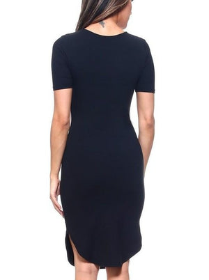 Midi Body Con Dress- Black - POSH NOVA