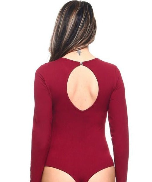 Long Sleeve Bodysuit - Black or Red Wine - POSH NOVA