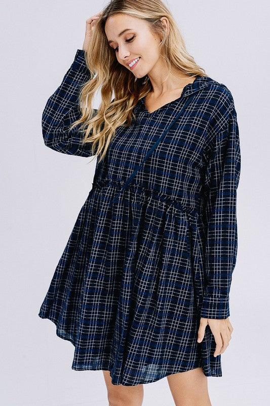 Plaid Hooded Dress - POSH NOVA