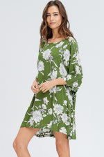 Floral Print Shirring Dress - POSH NOVA