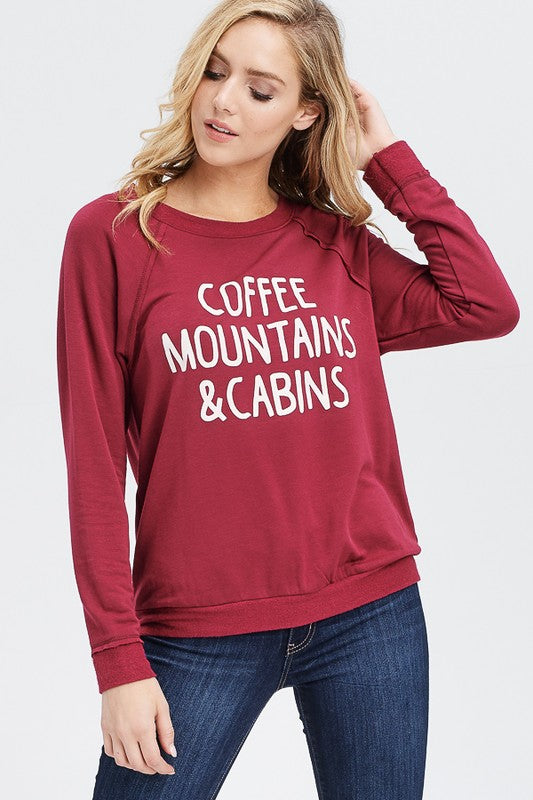 Coffee Mountains & Cabins Sweatshirt - POSH NOVA