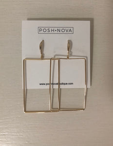 Rectangle Earrings- Gold - POSH NOVA