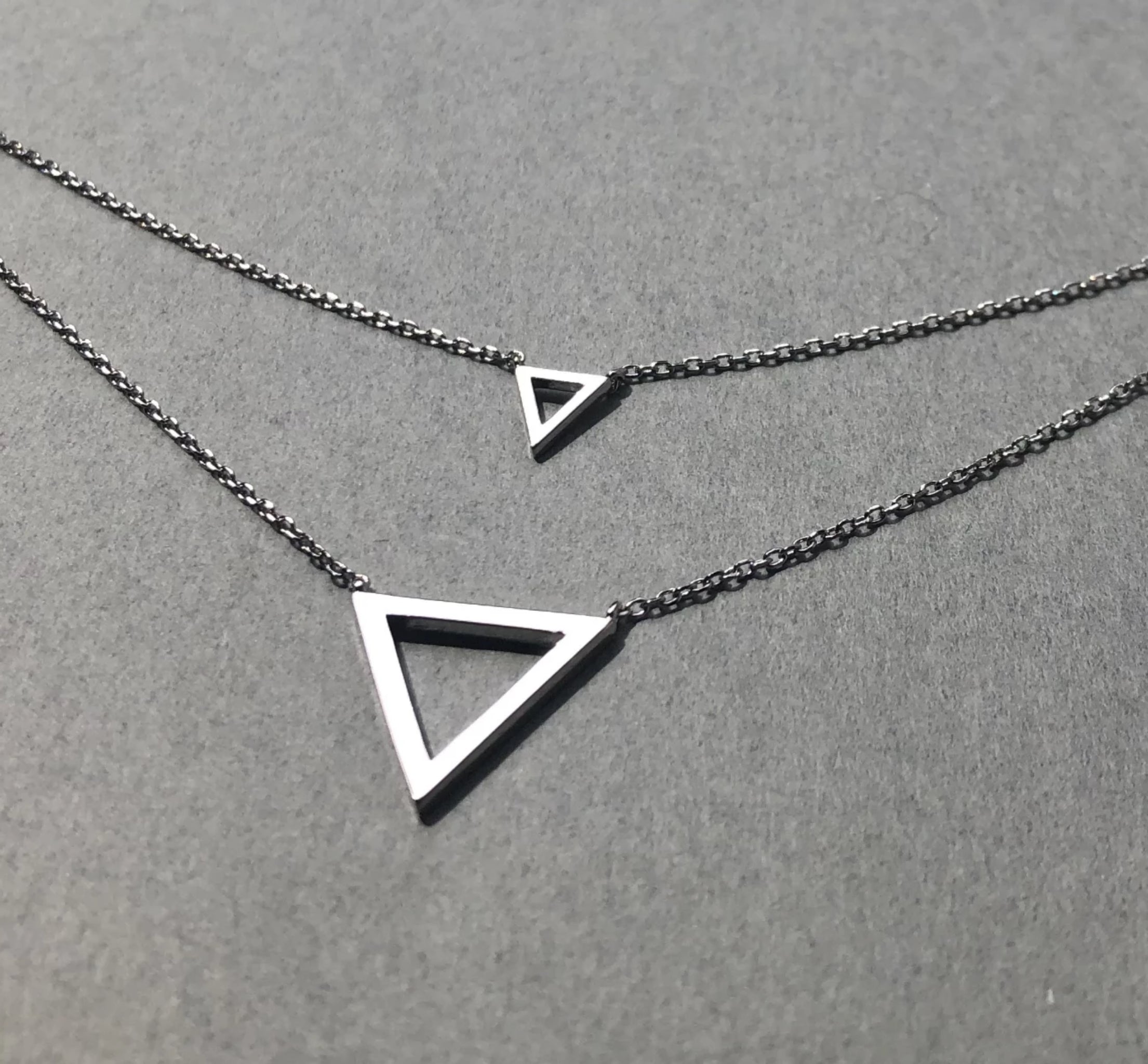 Layered Triangle Necklace-White Gold - POSH NOVA