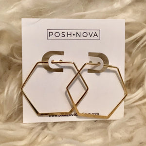 14K Hexagon Hoops - POSH NOVA