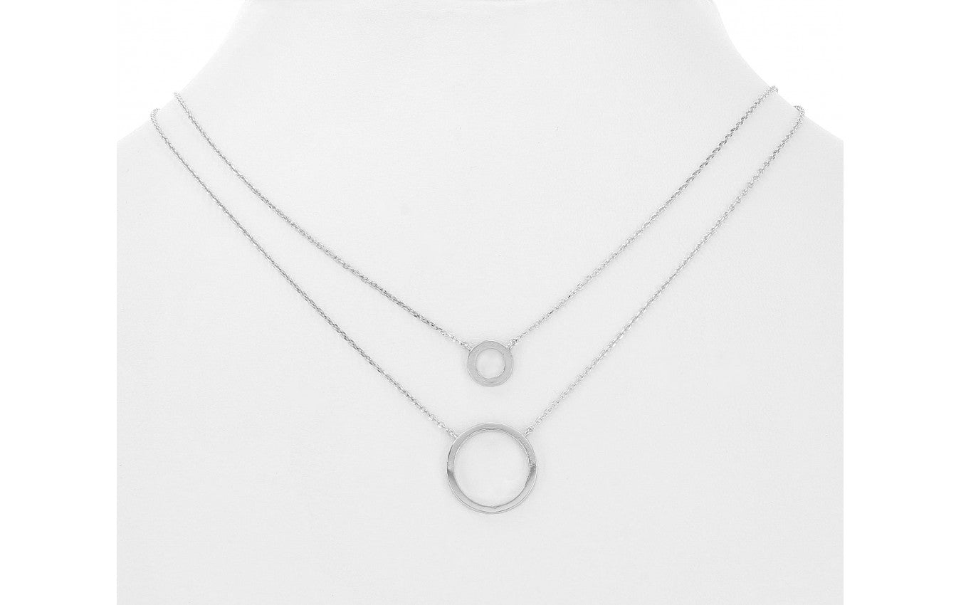 Circle Layered Necklace- White Gold - POSH NOVA
