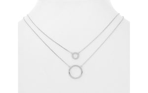 Circle Layered Necklace- White Gold - POSH NOVA