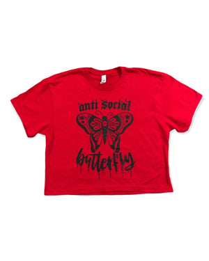 Anti Social Butterfly Cropped Graphic Tee