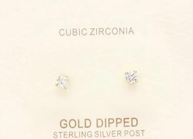 Cubic Zirconia Studs - Round -Gold - POSH NOVA