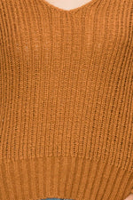 Tabby V Neck Sweater- Rust - POSH NOVA