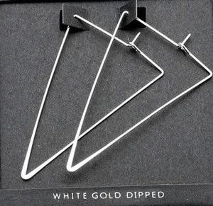 Triangle Earrings-White Gold - POSH NOVA