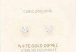 Cubic Zirconia Stud Earrings- Square- Gold or White Gold - POSH NOVA